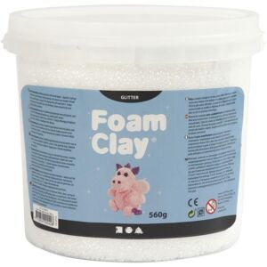 Foam Clay Wit met glitters (grote pot 560g)