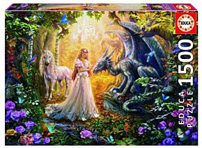 Educa Puzzle 1500 Dragon Princess and Unicorn